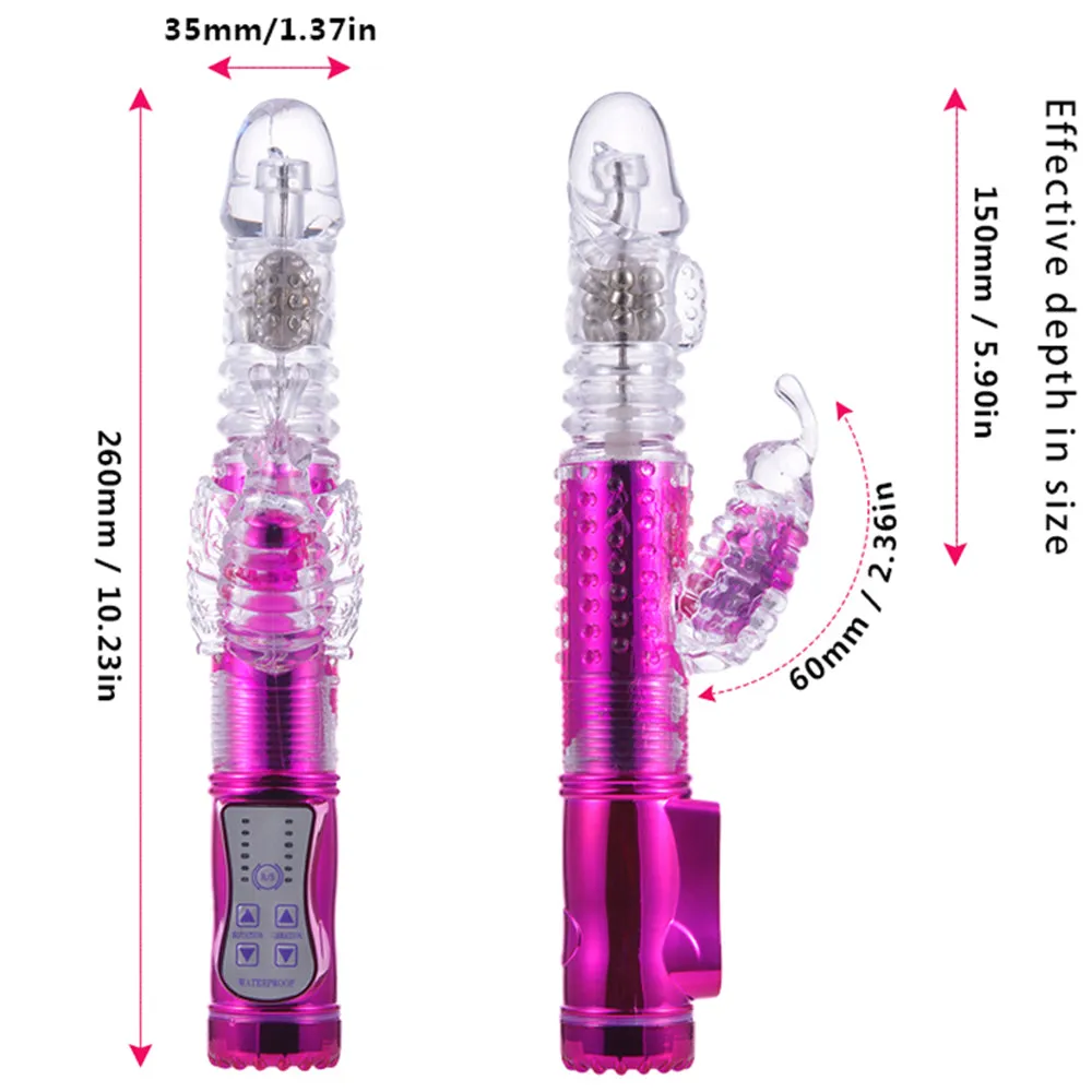 Bebuzzed 10 Thrusting Rotating G-Spot Rabbit Vibrator USB Rechargeable Gold