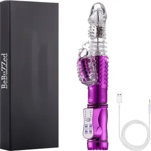 Bebuzzed 10 Thrusting Rotating G-Spot Rabbit Vibrator USB Rechargeable Purple