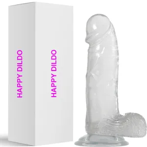 Bebuzzed Happy 6 Realistic Dildo Veined Balls Suction Cup Clear