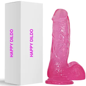 Bebuzzed Happy 6 Realistic Dildo Veined Balls Suction Cup Pink