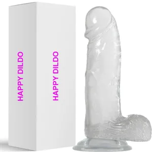 Bebuzzed Happy 7 Realistic Dildo Veined Balls Suction Cup Clear