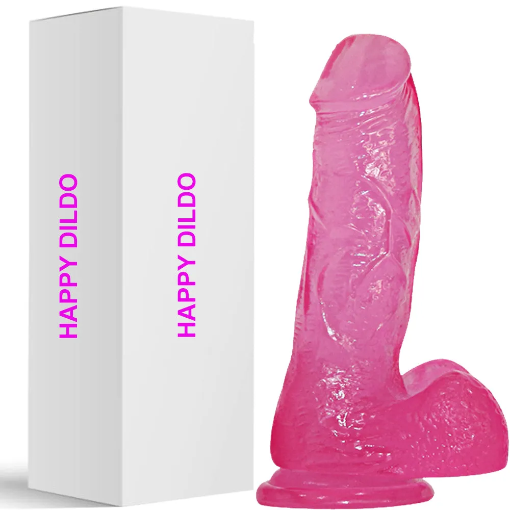 Bebuzzed Happy 7 Realistic Dildo Veined Balls Suction Cup Pink