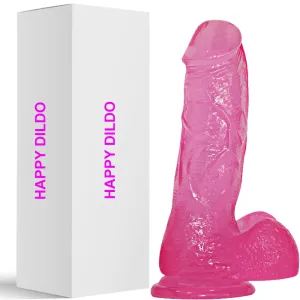 Bebuzzed Happy 7 Realistic Dildo Veined Balls Suction Cup Pink