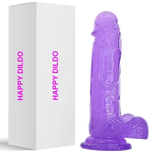 Bebuzzed Happy 7 Realistic Dildo Veined Balls Suction Cup Purple