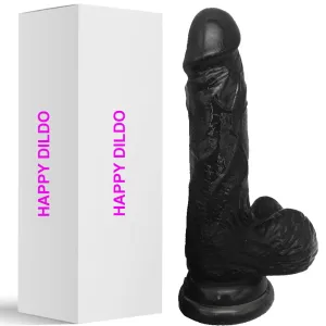 Bebuzzed Happy 8 Realistic Dildo Veined Balls Suction Cup Black