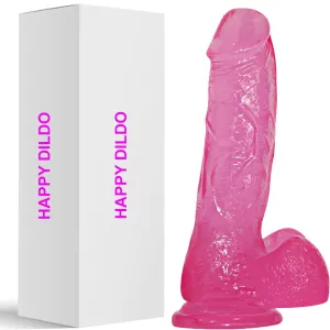 Bebuzzed Happy 8.5 Realistic Dildo Veined Balls Suction Cup Pink