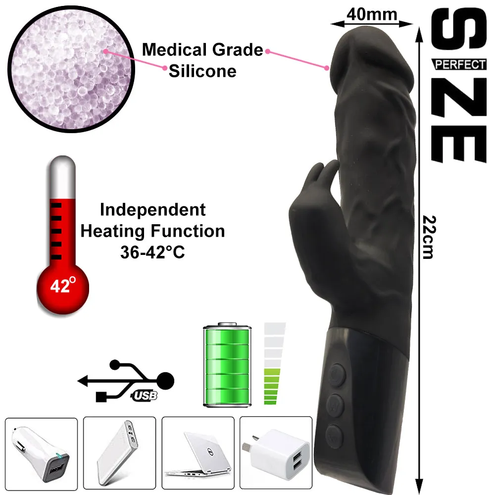 Bebuzzed Harper Heated G-Spot Rabbit Vibrator USB Rechargeable Black