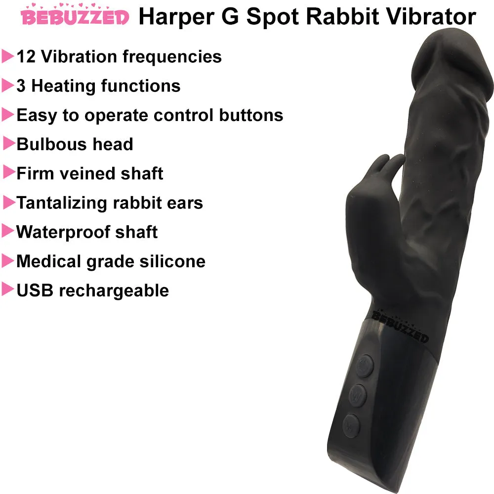 Bebuzzed Harper Heated G-Spot Rabbit Vibrator USB Rechargeable Black