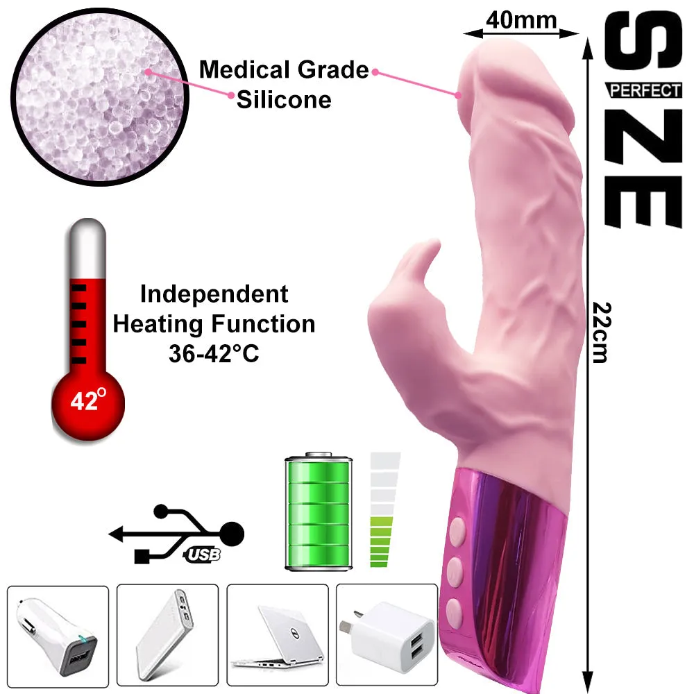 Bebuzzed Harper Heated G-Spot Rabbit Vibrator USB Rechargeable Pink