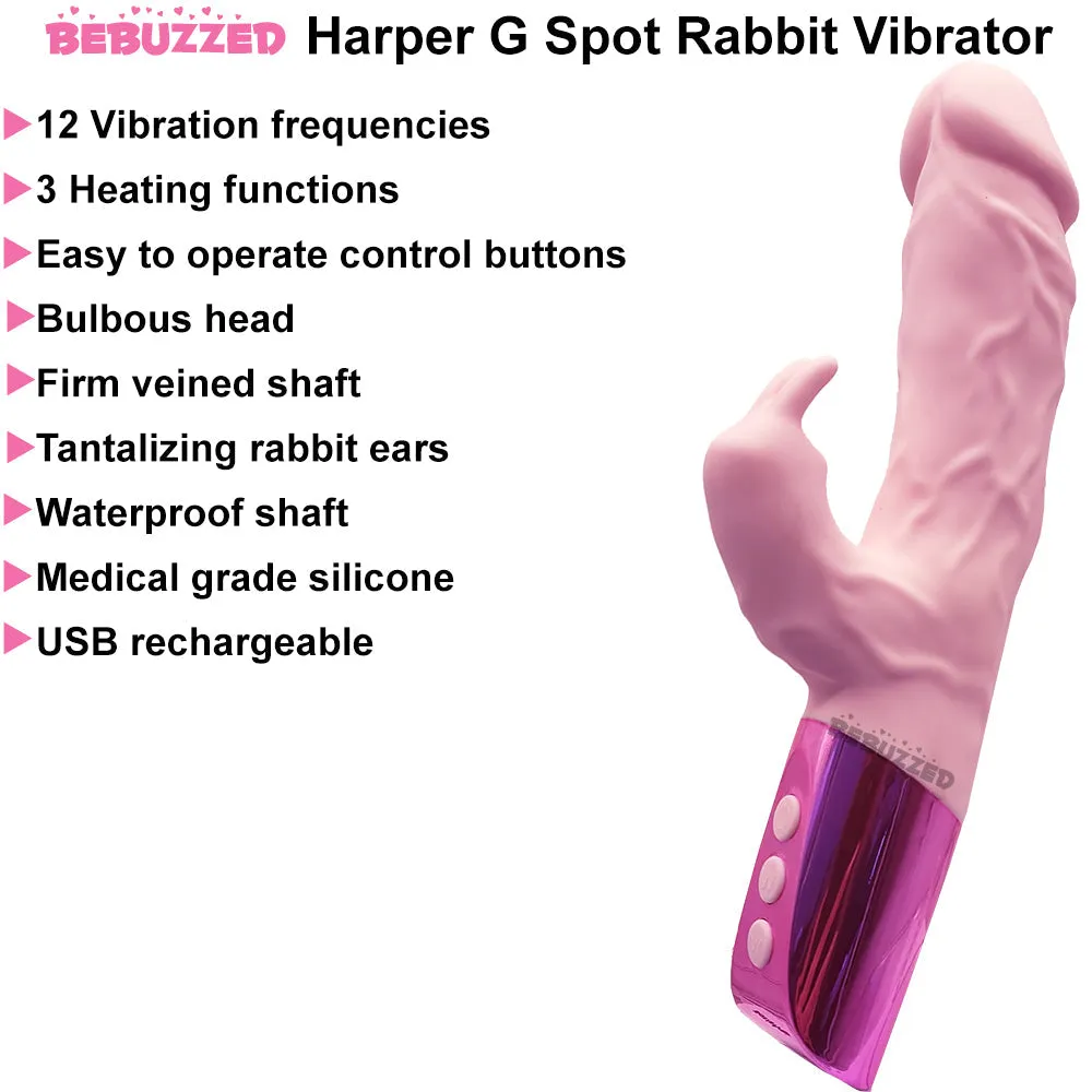 Bebuzzed Harper Heated G-Spot Rabbit Vibrator USB Rechargeable Pink