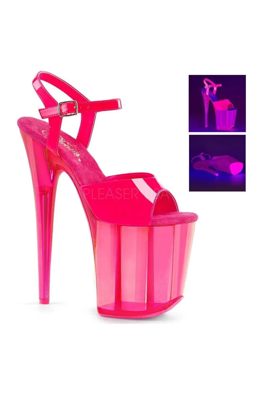 FLAMINGO-809UVT Platform Sandal  | Fuschia Patent