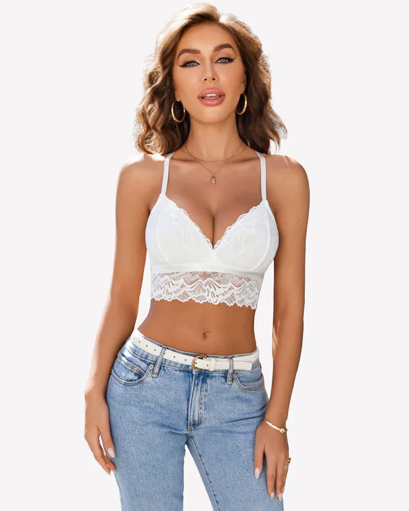 Lace Bra V Neck Racerback Cami Tank