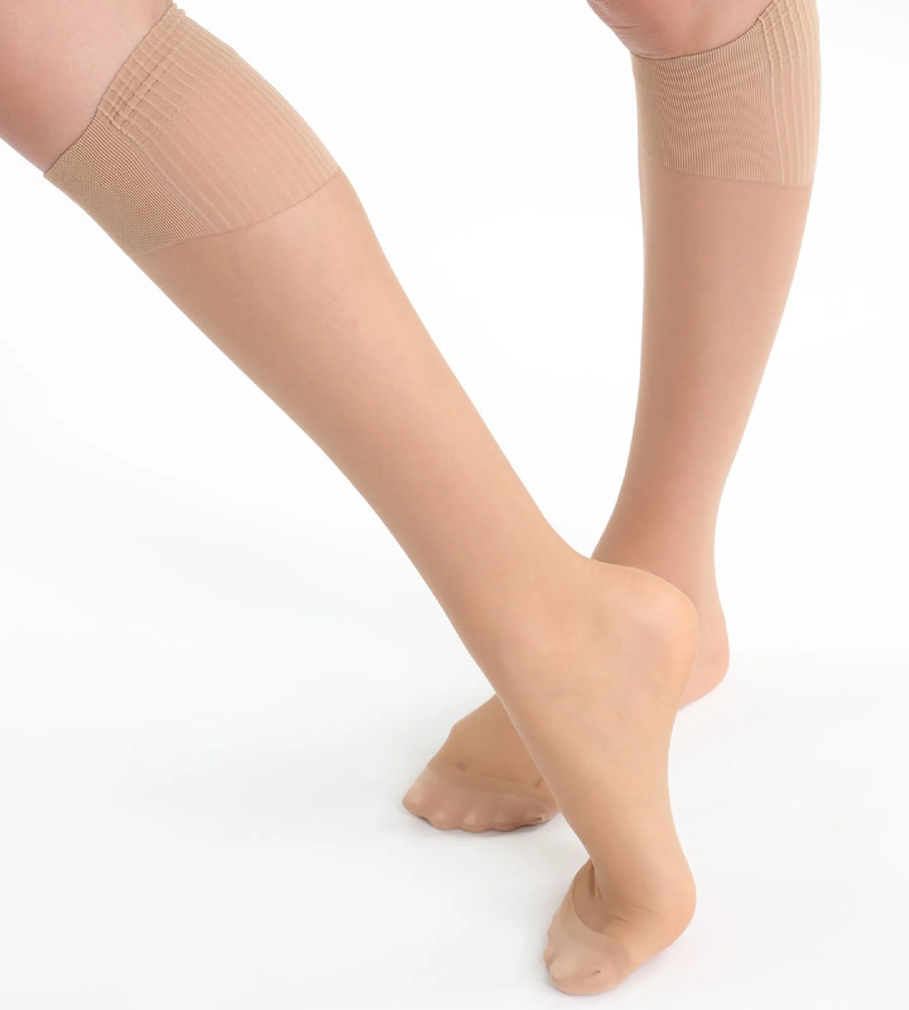 Pack of 2 pairs of caramel AbsoluFlex 20 transparent knee highs