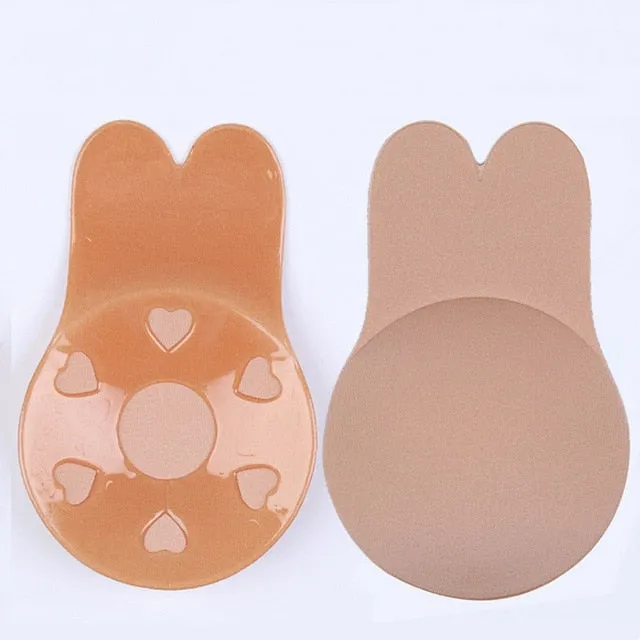 Queenral Dropshipping Invisible Bra Women Strapless Bra Adhesive Sticky Push Up Bras For Women Rabbit Brassiere Lingerie Bra