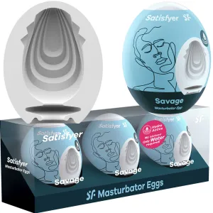 Satisfyer Masturbator Eggs - Savage 3 Pack Male 3D Stroker