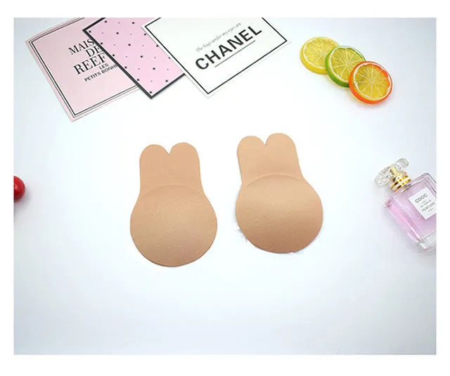Women Silicone Self-Adhesive Sticky Bra Strapless Push Up Seamless Invisible Bra Sexy Rabbit Ears Underwear For Wedding Dropship