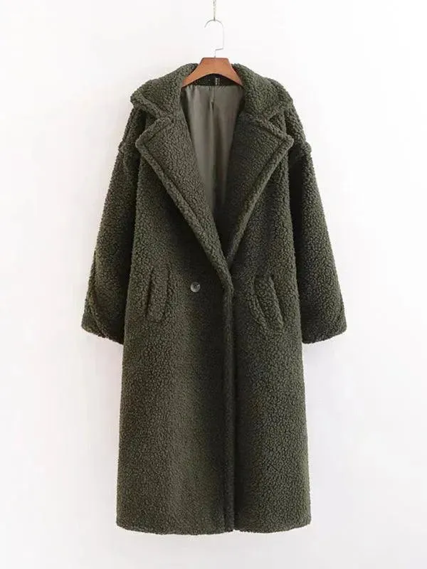 Women's Warm Fur Woolen Overcoat