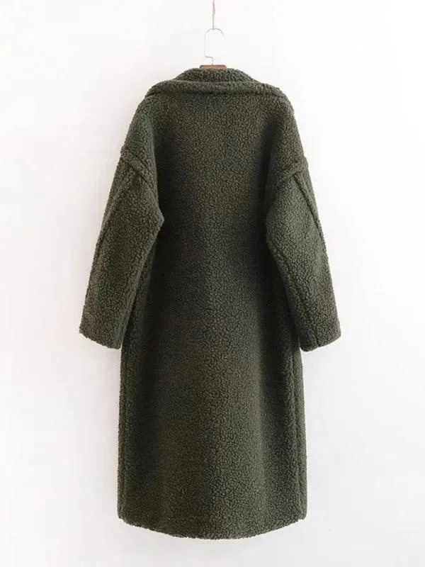 Women's Warm Fur Woolen Overcoat