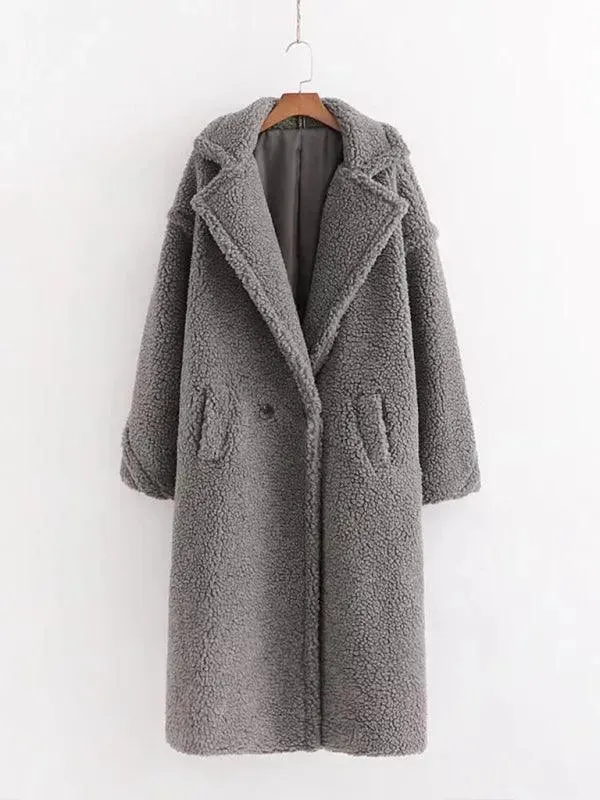 Women's Warm Fur Woolen Overcoat